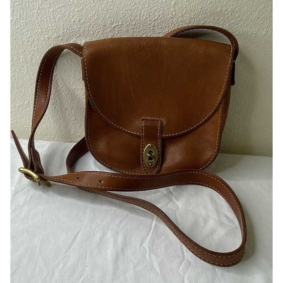 Fossil Handbags - Fossil Brown Leather Austin Saddle Bag Crossbody Purse Cow Hide